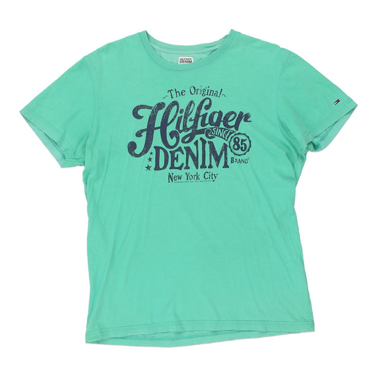 Vintage green Hilfiger Denim T-Shirt - mens medium