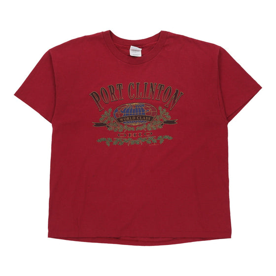 Port Clinton Hanes Graphic T-Shirt - XL Red Cotton Blend t-shirt Hanes   