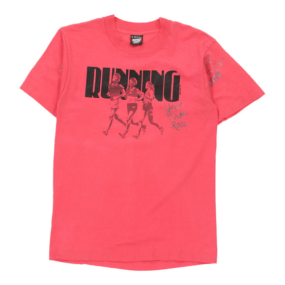 Running Screen Stars Graphic T-Shirt - Medium Pink Cotton Blend t-shirt Screen Stars   