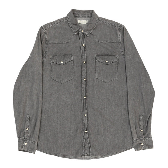 Vintage Topman Flannel Shirt - Large Grey Cotton flannel shirt Topman   