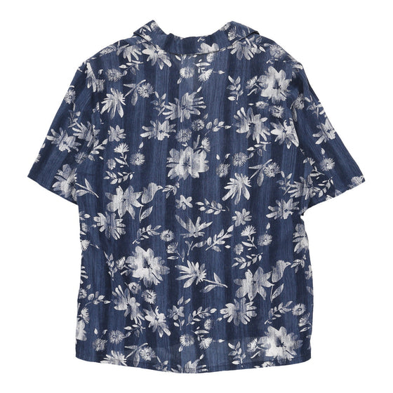 Unbranded Floral Hawaiian Shirt - 2XL Blue Cotton Blend hawaiian shirt Unbranded   