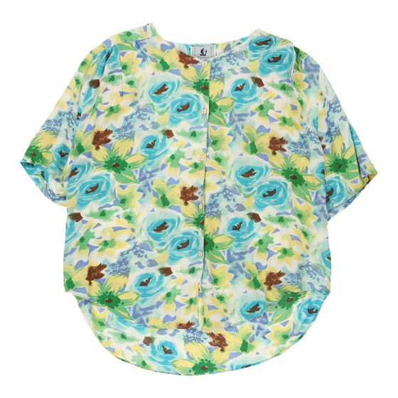 Nicol Floral Patterned Shirt - Large Blue Viscose patterned shirt Nicol   