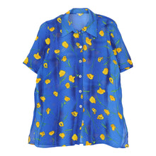  Unbranded Floral Patterned Shirt - Large Blue Viscose patterned shirt Unbranded   