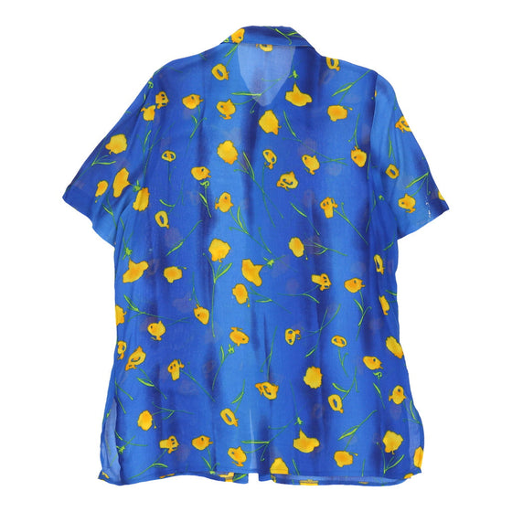 Unbranded Floral Patterned Shirt - Large Blue Viscose patterned shirt Unbranded   