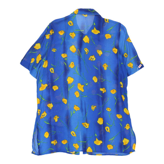 Unbranded Floral Patterned Shirt - Large Blue Viscose patterned shirt Unbranded   