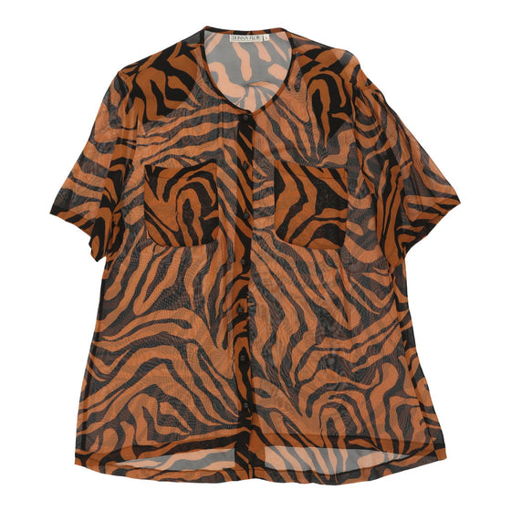 Donna Flor Animal Print Blouse - Small Brown Polyester blouse Donna Flor   