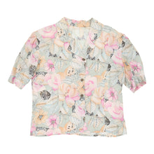  Unbranded Floral Patterned Shirt - Medium Grey Polyester patterned shirt Unbranded   