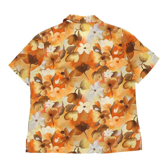 Unbranded Floral Patterned Shirt - Large Beige Polyester patterned shirt Unbranded   