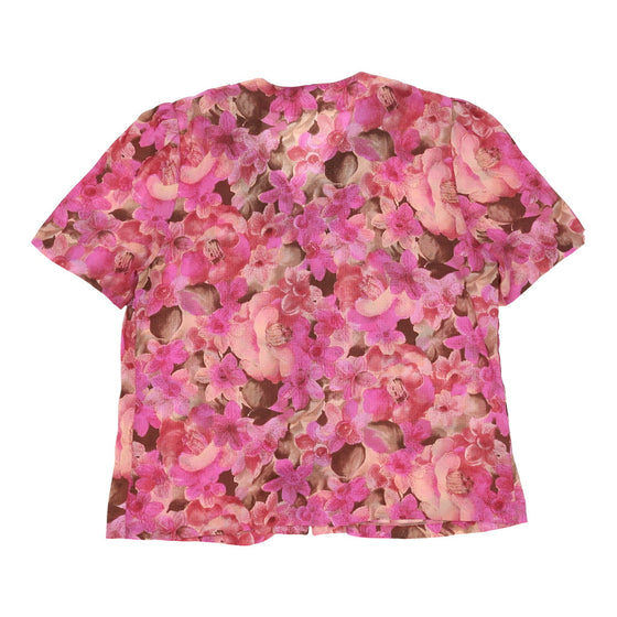 Unbranded Floral Patterned Shirt - 3XL Pink Polyester patterned shirt Unbranded   