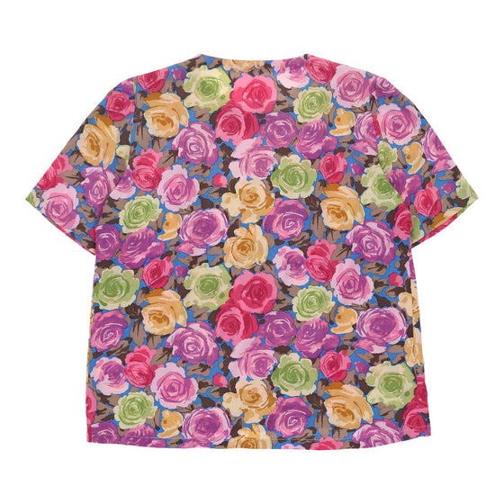 Unbranded Floral Patterned Shirt - 2XL Pink Polyester patterned shirt Unbranded   
