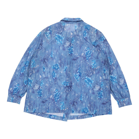 Unbranded Floral Patterned Shirt - XL Blue Polyester patterned shirt Unbranded   