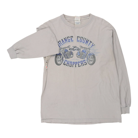 Orange County Choppers Alstyle Spellout Long Sleeve T-Shirt - Large Grey Cotton long sleeve t-shirt Alstyle   