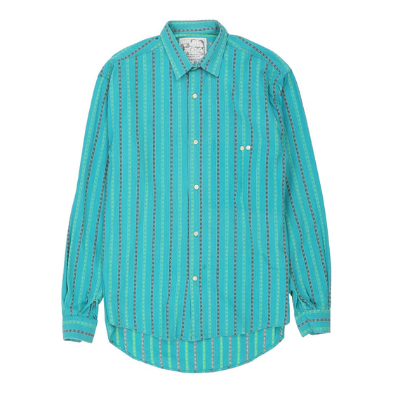 Controvento Striped Patterned Shirt - Medium Blue Cotton patterned shirt Controvento   