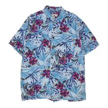  Caribbean Joe Floral Hawaiian Shirt - Medium Blue Rayon hawaiian shirt Caribbean Joe   