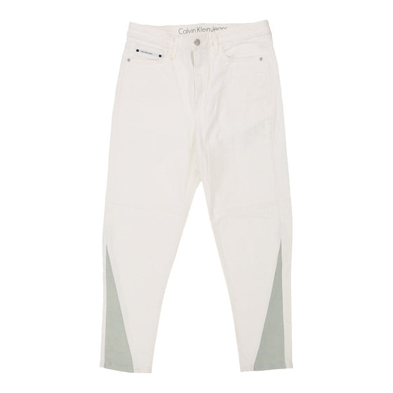Vintage Calvin Klein High Waisted Trousers - 32W UK 14 White Cotton trousers Calvin Klein   