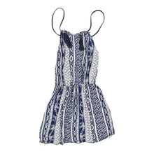  Vintage Unbranded Drop Waist Dress - Medium Blue & White Cotton drop waist dress Unbranded   