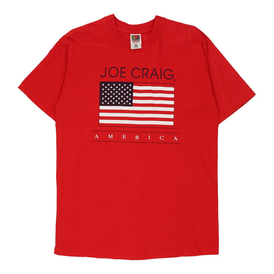 Joe Craig America Fruit Of The Loom Graphic T-Shirt - Large Red Cotton t-shirt Fruit Of The Loom   