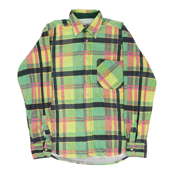 De Ville Checked Flannel Shirt - Small Green Cotton flannel shirt De Ville   