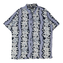  Cherokee Hawaiian Shirt - Large Blue Cotton hawaiian shirt Cherokee   