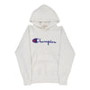 Reverse Weave Champion Spellout Hoodie - Large White Cotton Blend hoodie Champion   