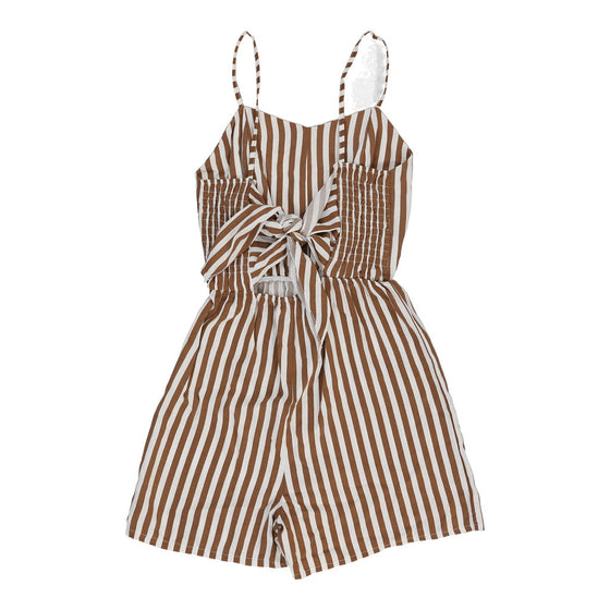 Unbranded Striped Playsuit - Medium Brown Cotton playsuit Unbranded   