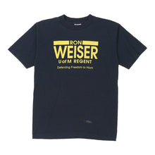  Vintage Ron Weiser Bayside T-Shirt - Medium Navy Cotton t-shirt Bayside   
