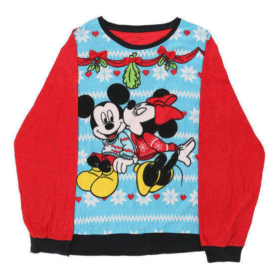 Vintage Mickey & Minnie Mouse Disney Fleece - Large Blue & Red Polyester fleece Disney   