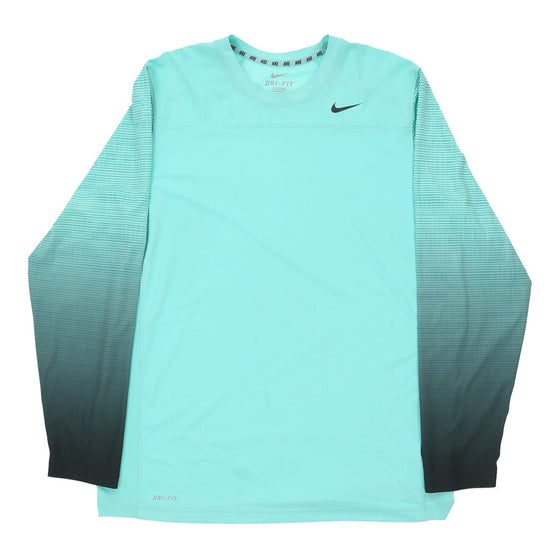 NIKE Mens Long Sleeve T-Shirt - XL Polyester Blue long sleeve t-shirt Nike   