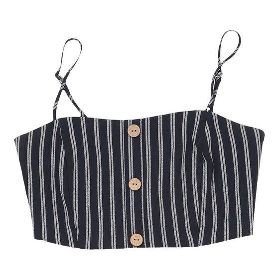 PULL & BEAR Womens Crop Top - Small Polyester Navy crop top Pull & Bear   
