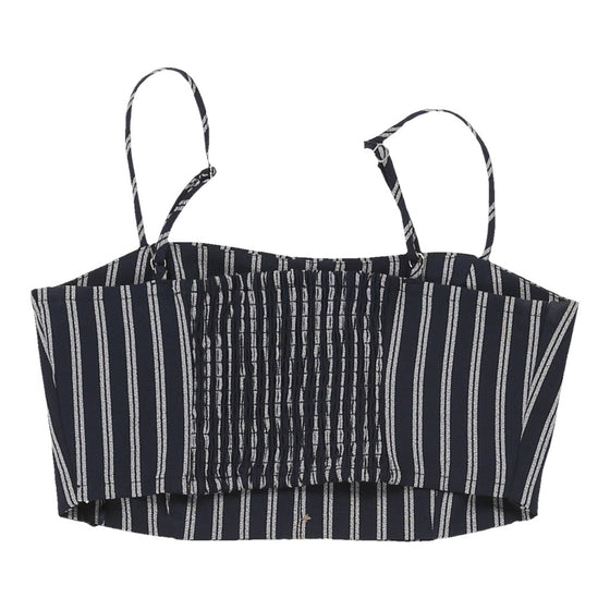 PULL & BEAR Womens Crop Top - Small Polyester Navy crop top Pull & Bear   