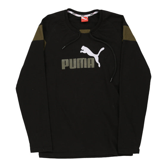 Puma Spellout Long Sleeve T-Shirt - Large Black Cotton long sleeve t-shirt Puma   