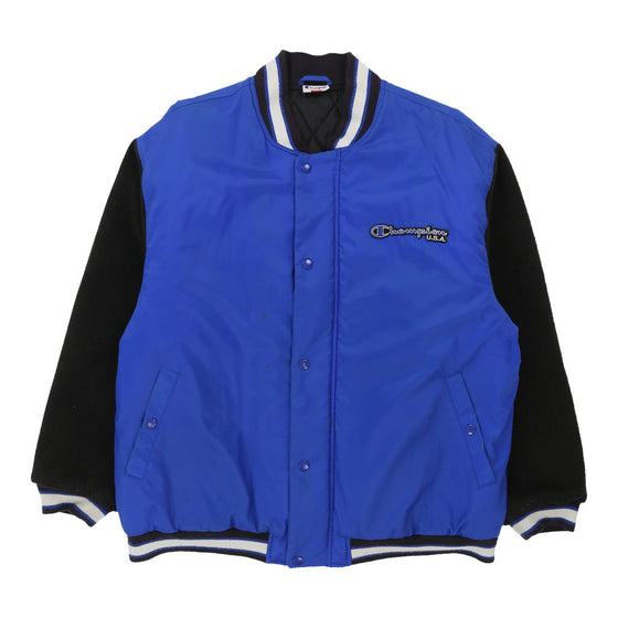 Vintage Champion Baseball Jacket - Large Blue Polyester baseball jacket Champion   
