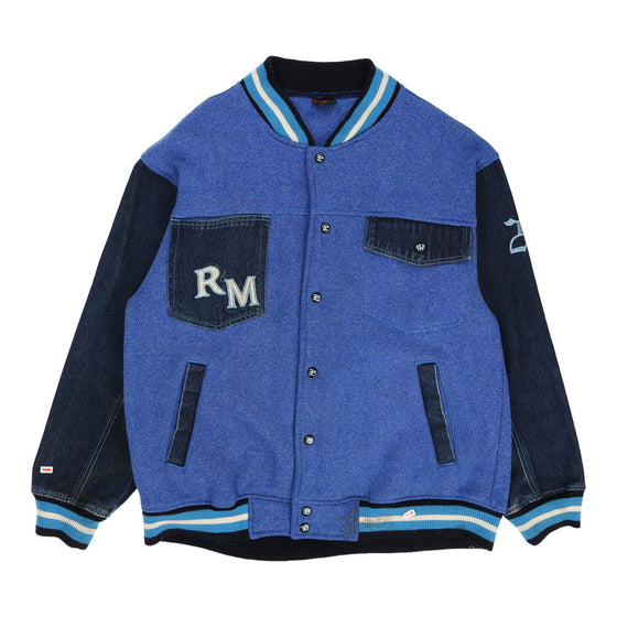 Platinum Rock Man Embroidered Varsity Jacket - XL Blue Cotton varsity jacket Rock Man   