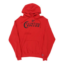  Vintage Clinton Soccer Champion Hoodie - Large Red Cotton hoodie Champion   