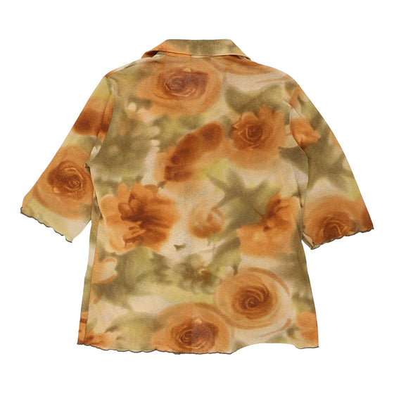 Sara Glenzer Floral Patterned Shirt - Large Brown Polyester patterned shirt Sara Glenzer   