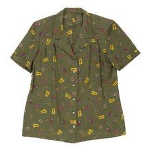  Unbranded Patterned Shirt - Medium Green Viscose Blend patterned shirt Unbranded   