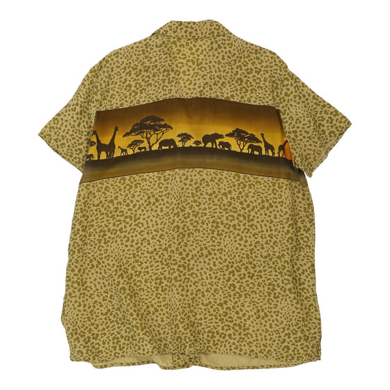 Unbranded Animal Print Patterned Shirt - Large Green Viscose Blend patterned shirt Unbranded   