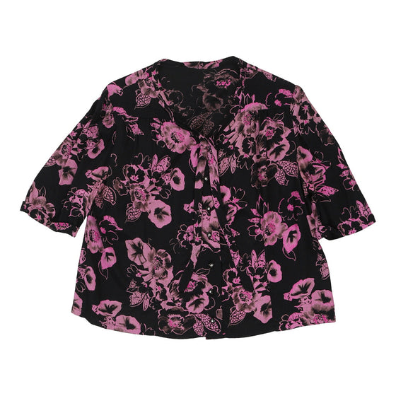 Unbranded Floral Patterned Shirt - Medium Black Viscose Blend patterned shirt Unbranded   