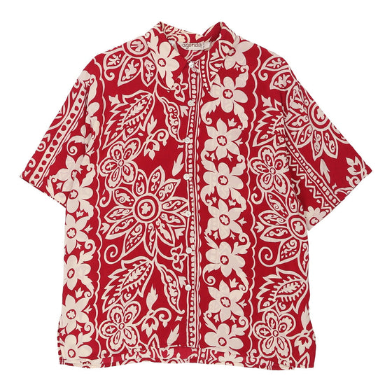 Agenda Floral Patterned Shirt - Medium Red Silk patterned shirt Agenda   