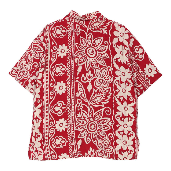 Agenda Floral Patterned Shirt - Medium Red Silk patterned shirt Agenda   