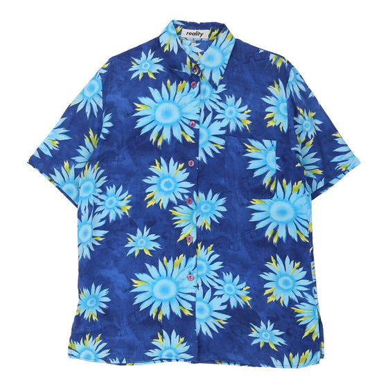 Reality Patterned Shirt - Large Blue Cotton Blend patterned shirt Reality   