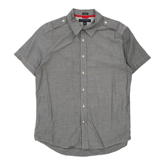 Tommy Hilfiger Slim Fit Short Sleeve Shirt - Large Grey Cotton short sleeve shirt Tommy Hilfiger   