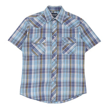  Vintage Wrangler Check Shirt - Medium Blue Cotton check shirt Wrangler   