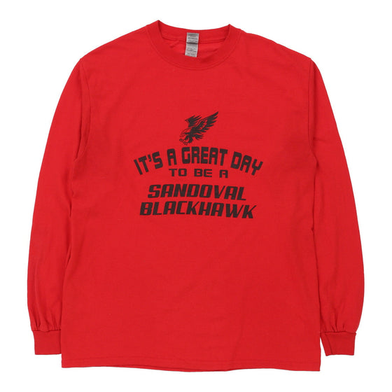 Vintage Sandoval Blackhawk Gildan Long Sleeve T-Shirt - Medium Red Cotton long sleeve t-shirt Gildan   
