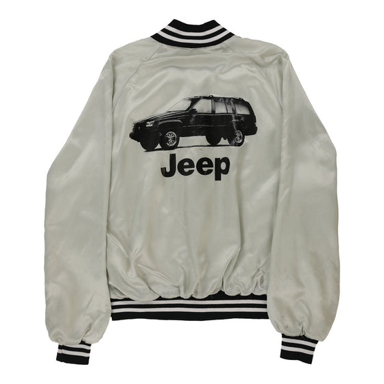 Vintage Jeep Auburn Baseball Jacket - Large Grey Polyester baseball jacket Auburn   