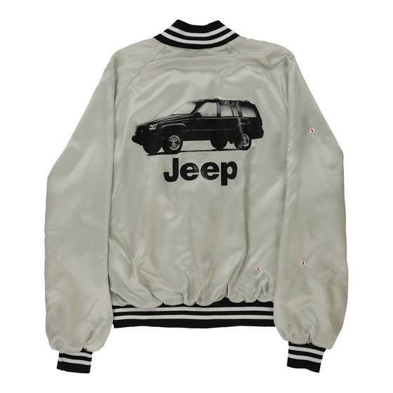 Vintage Jeep Auburn Baseball Jacket - Large Grey Polyester baseball jacket Auburn   
