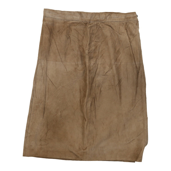 Vintage Unbranded Skirt - Medium UK 12 Beige Leather skirt Unbranded   