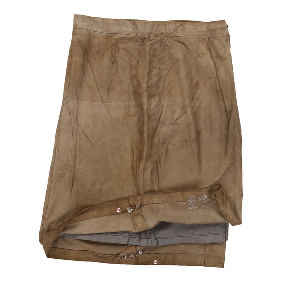 Vintage Unbranded Skirt - Medium UK 12 Beige Leather skirt Unbranded   