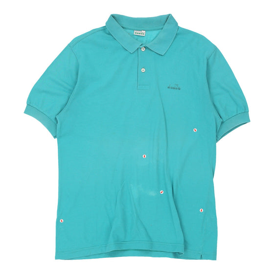 Vintage Diadora Polo Shirt - Medium Blue Cotton polo shirt Diadora   