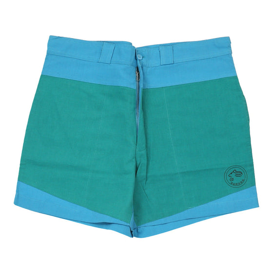 Vintage Sahara High Waisted Shorts - 34W UK 16 Blue & Green Cotton shorts Sahara   